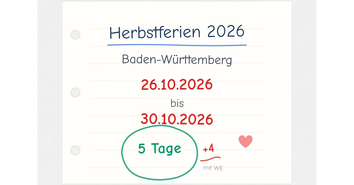  Herbstferien Baden-Württemberg 2026 
